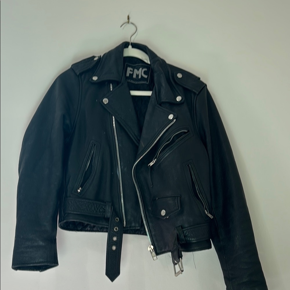 Vintage FMC motorcycle jacket real leather